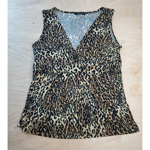 Jonden Women Sleeveless V Neck blouse Tank Animal Print Womens Large L